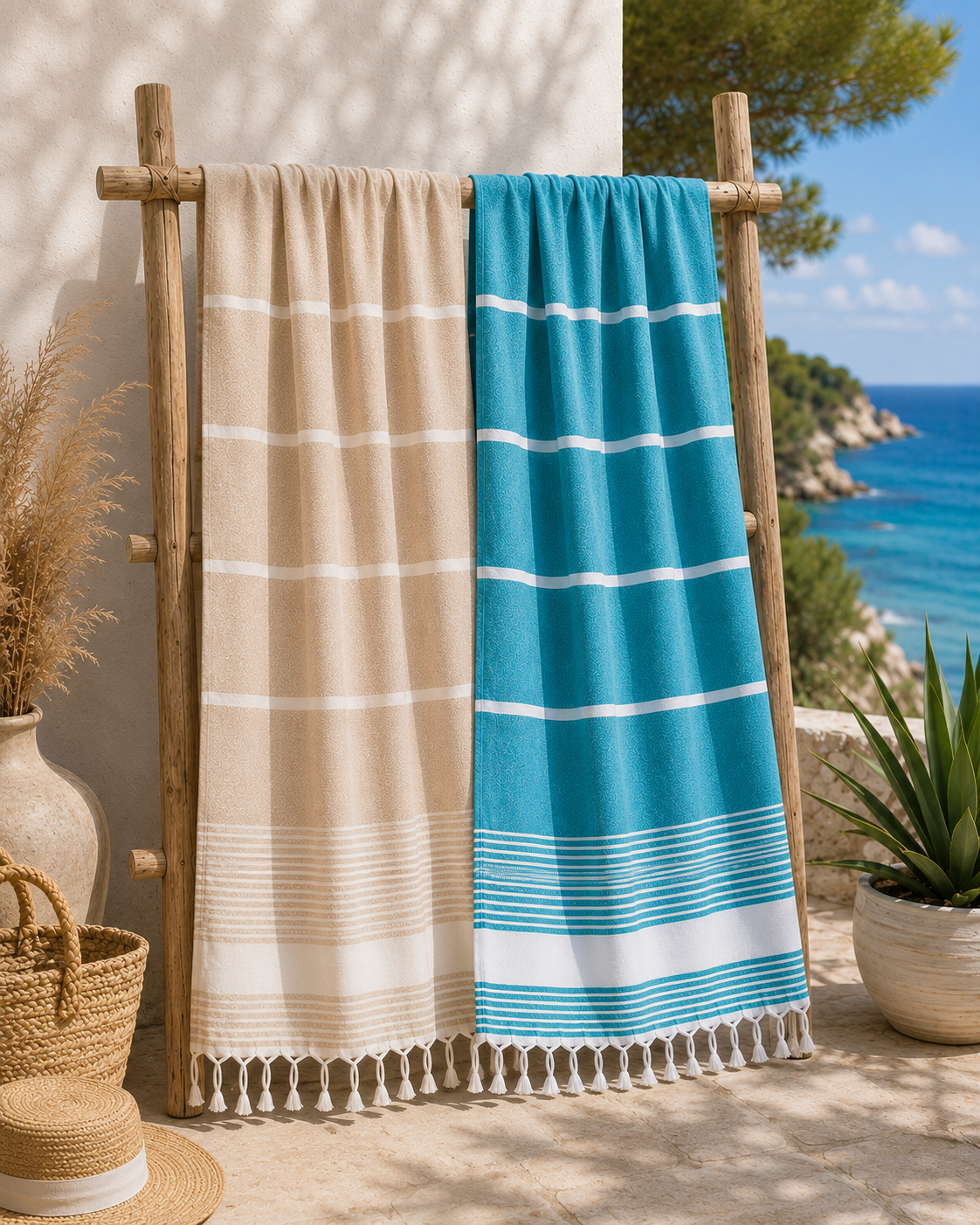 TELO A RIGHE IN COTONE PISCINA SPA / MARE, ART. ISOLA