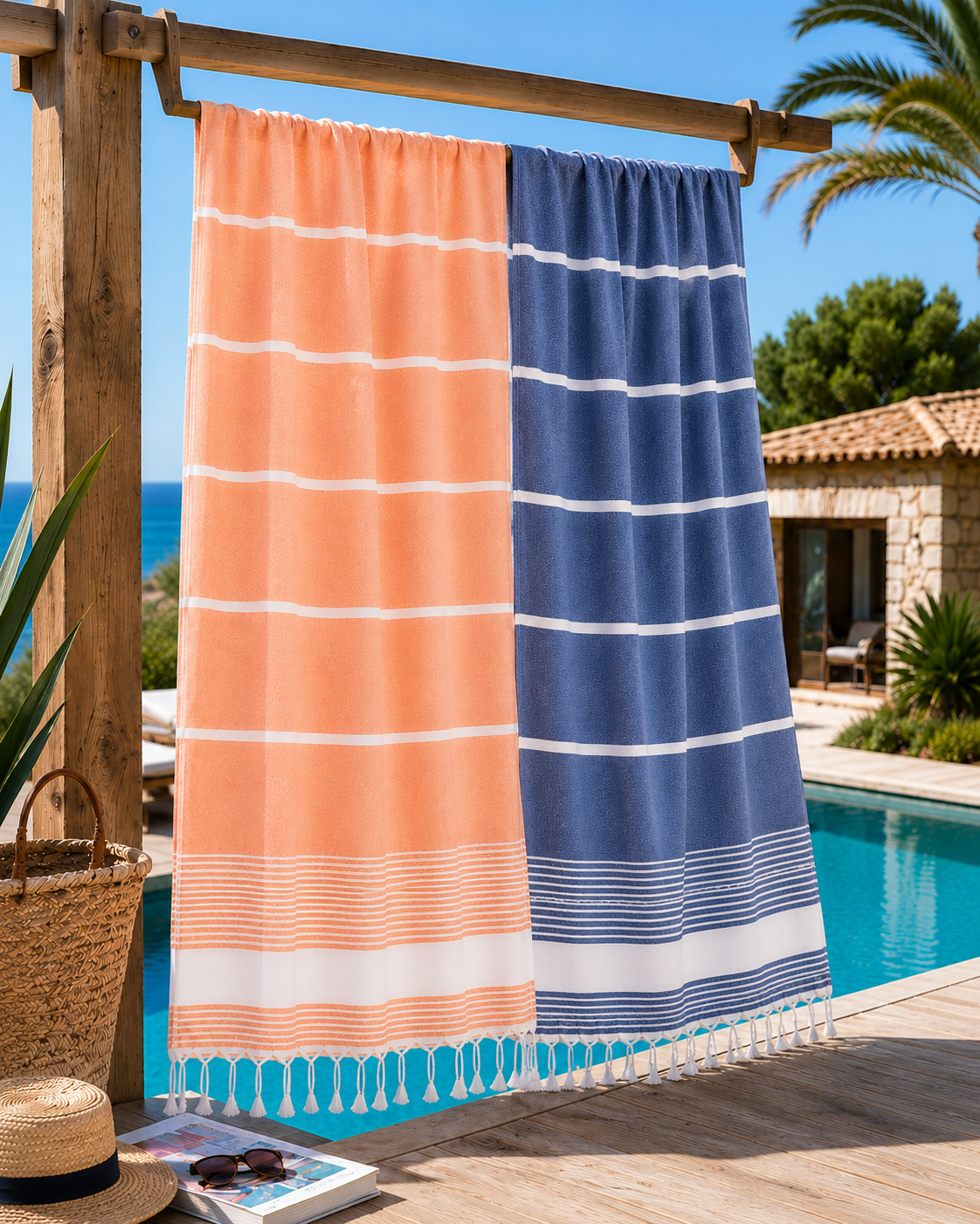 TELO A RIGHE IN COTONE PISCINA SPA / MARE, ART. ISOLA